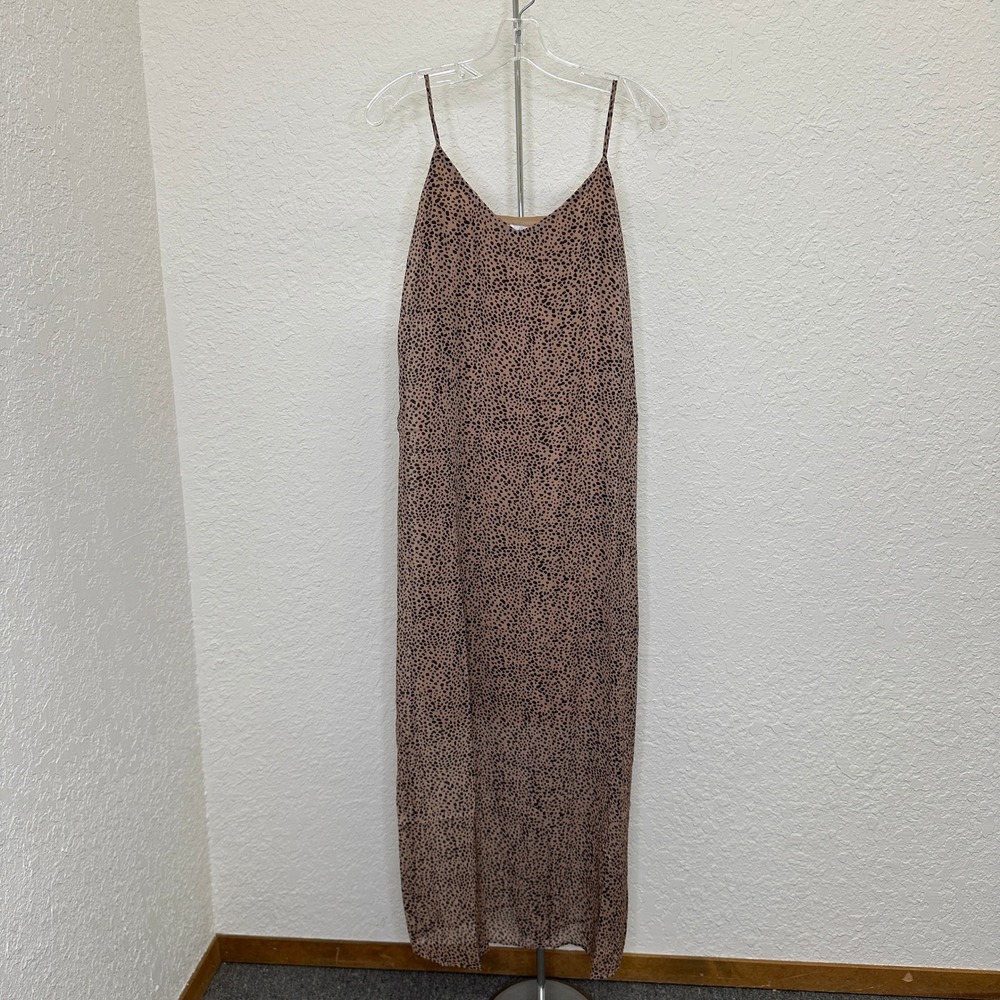 Bailey's Blossoms Women Cheetah Print Maxi Dress Tan Black V-Neck Small NWT